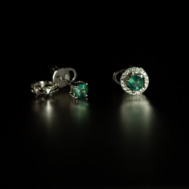 0.71ctw Natural Alexandrite 18k White Gold Stud Earrings With Diamond Jackets
